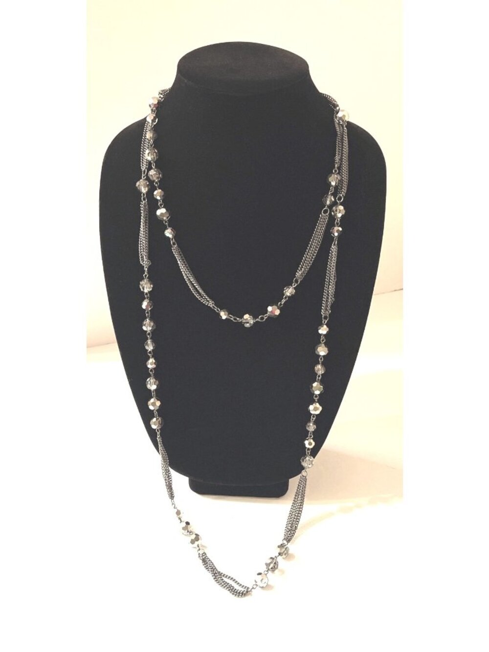 Express Long Multi Strand Gunmetal Toned Necklace Vintage Y2K Deadstock NLM